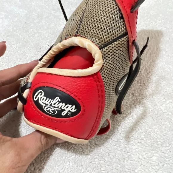 Rawlings Kids Red Players Series Baseball Glove Left Handed Leather 10" ESB02 - Picture 2 of 7